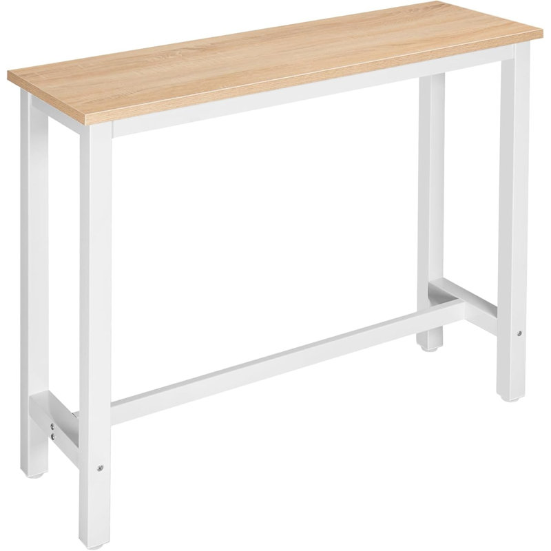 Dequinton Rectangular 120cm L x cm W Dining Table, White, Light Oak, H100  x L120 x W40cm