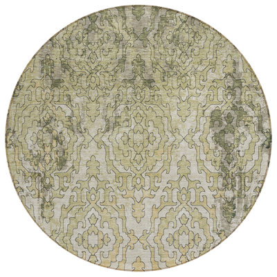 Tapis intérieur / extérieur rond 8 pi vert et beige