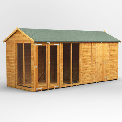 Powersheds 16 x 6ft Timber Tongue & Groove Apex Summerhouse Combi (includes 6ft Side Store)
