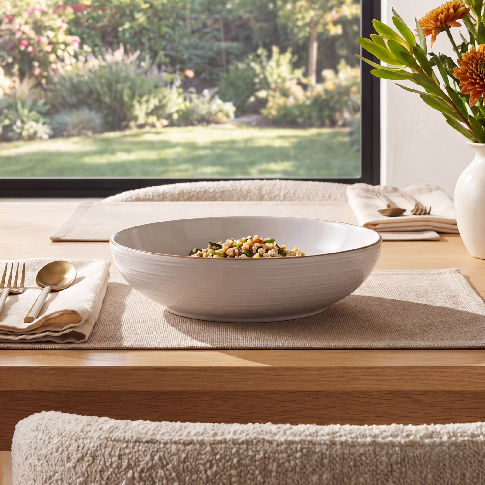 Stoneware Pasta Bowl, Off White