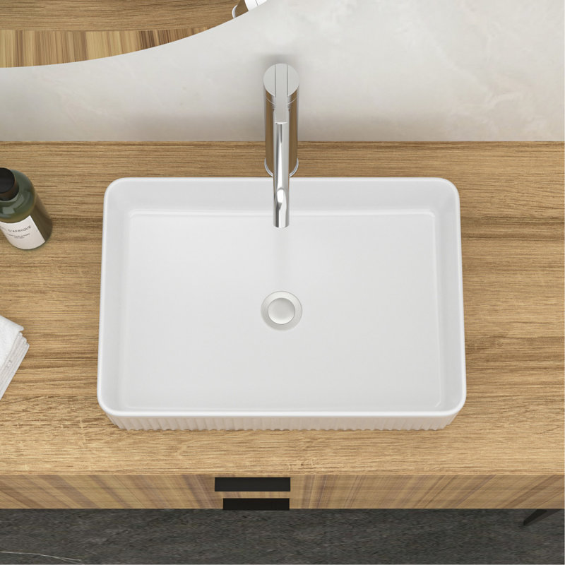 Quality White Rectangular Ceramic Bathroom Sink - Vessel Style, Stain In Rectangular, , Stylish For Bathrooms