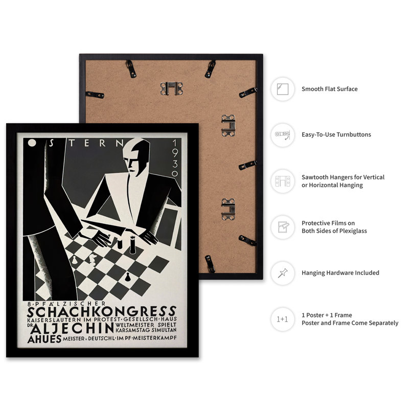 Tournoi d'échecs, Black Framed, Poster, 08"H x 10"W