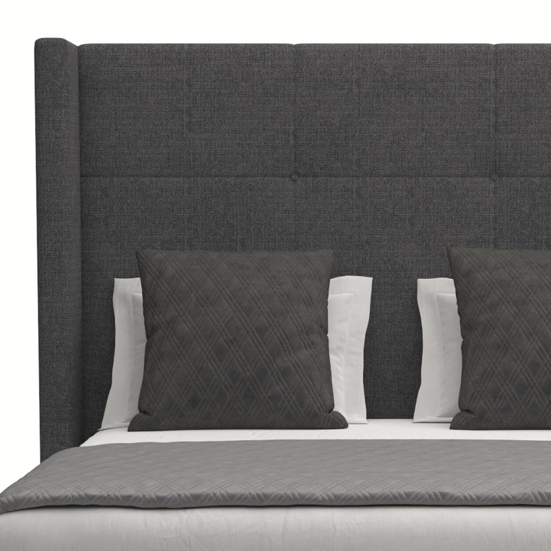 Lit tapissier standard Esparto, Revolution® gris anthracite, Très grand lit californien taille mi-haute