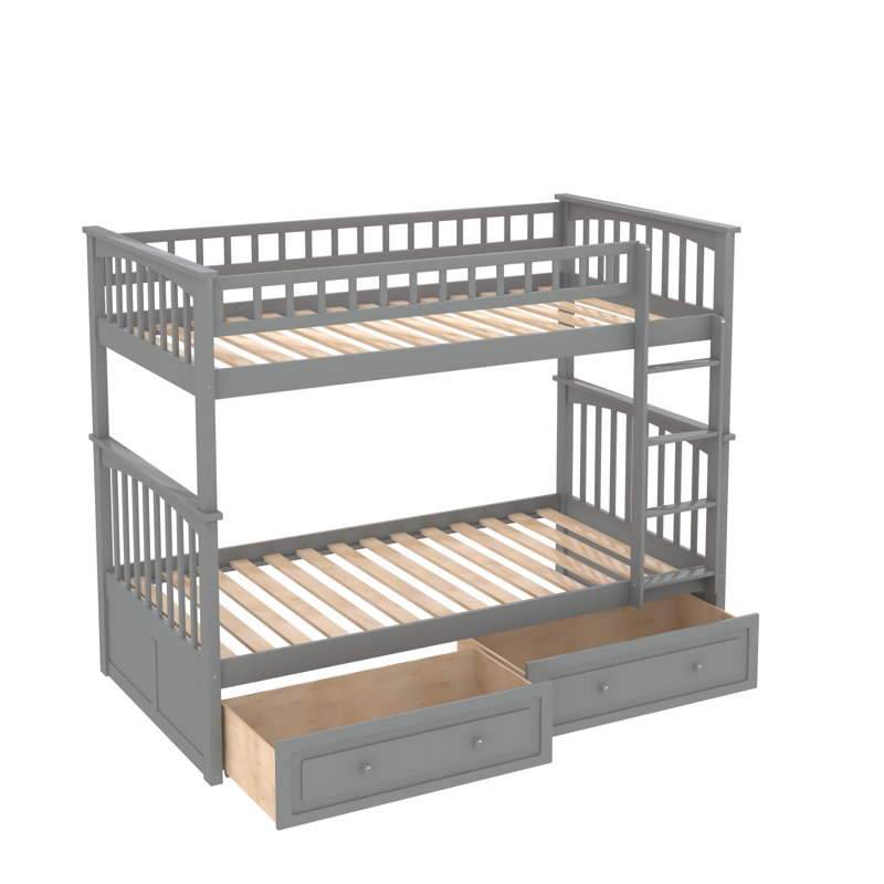 Frary Kids Twin Over Twin Bunk Bed, Gray