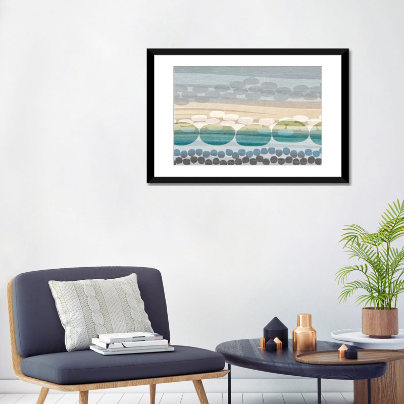 « pebble beach », reproduction d’impression sur toile tendue, H 24 po x l 32 po x P 1 po, Papier d'art encadré noir, Blanc