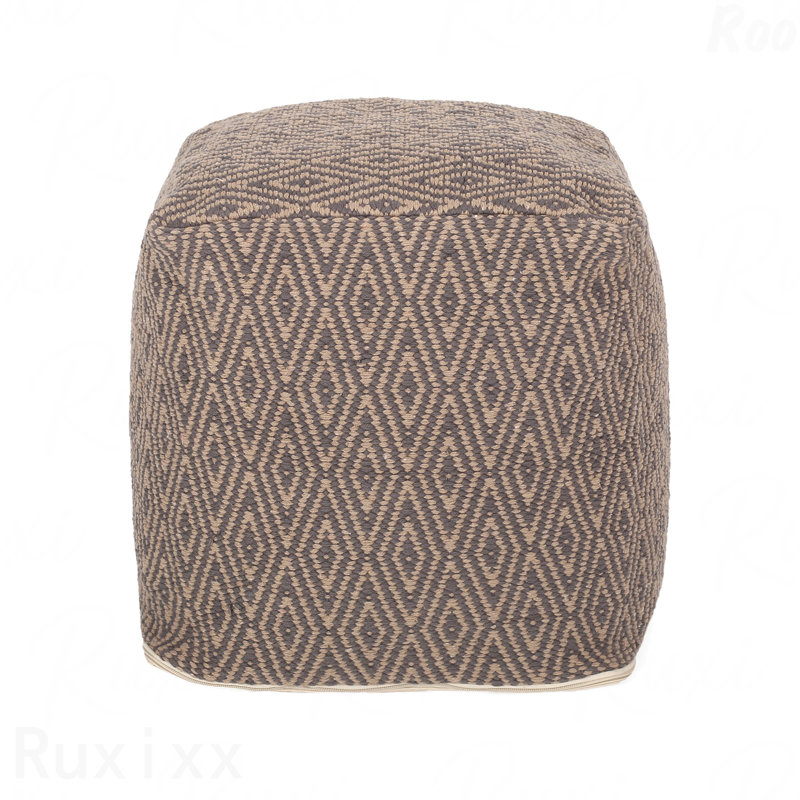 Cotton Upholstered Pouf Ottoman