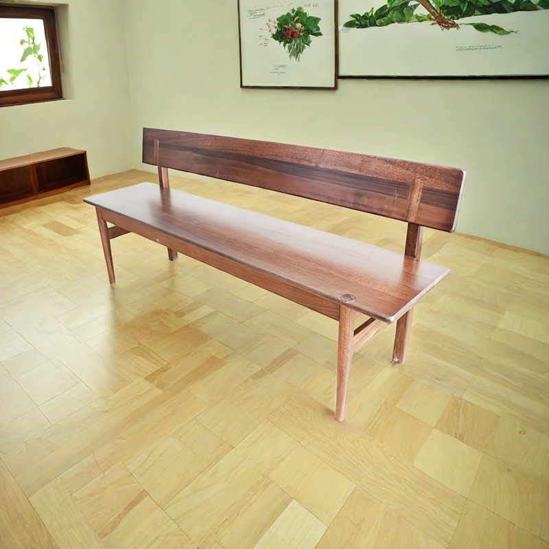 Banc en bois massif Wabi-Sabi, Brun
