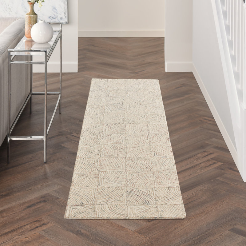 Tapis ivoire fait à la main Jodie, Tapis de couloir 2 pi 3 po x 7 pi 6 po