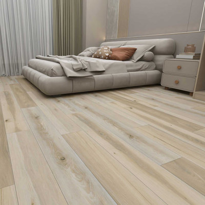 Planche de plancher en vinyle SPC 21,4 pieds carrés | Épaisseur 5 mm | Carrelage de sol en bois flottant en bois | 100% imperméable | Noyau rigide | Utilisation pour l'intérieur / commercial / bureau | (Hickory-1)
