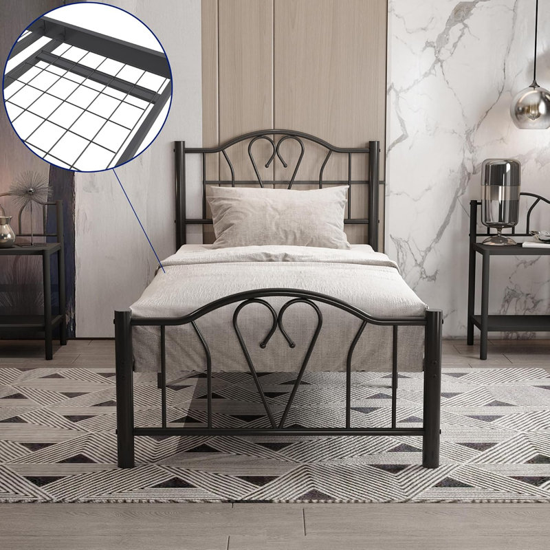 Aliyahna Metal Bed, Single (3'), Black