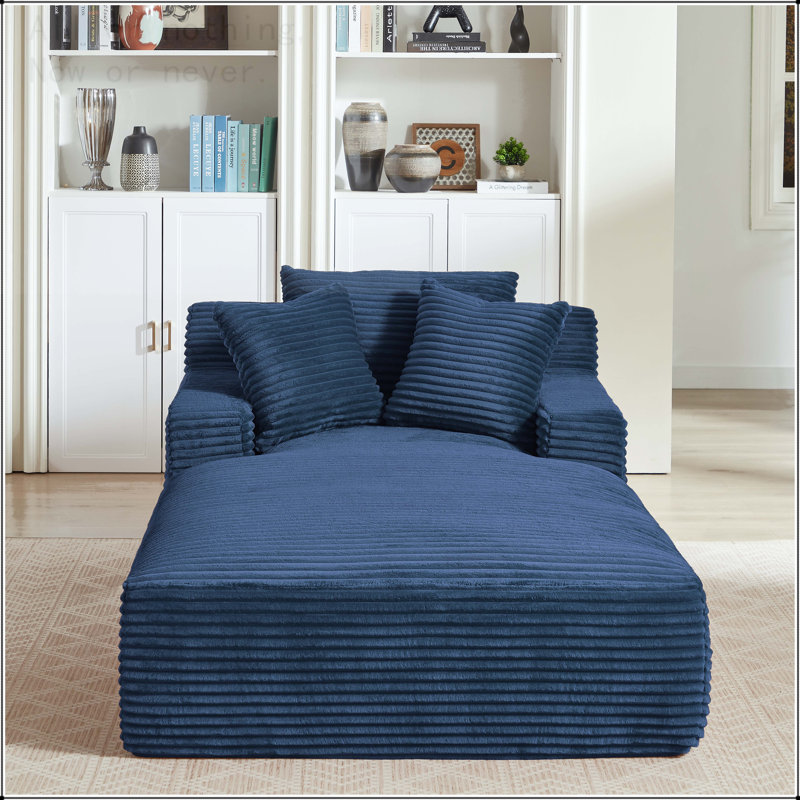 Méridienne surdimensionnée en velours côtelé pour l'intérieur, Bleu