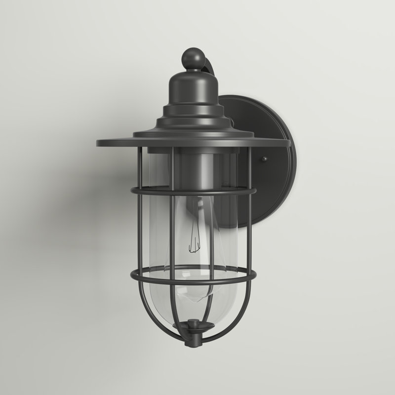 Applique murale d'extérieur 1 lumière Ulmston, Noir thermolaqué, H 11 po x l 7 po x P 7 po
