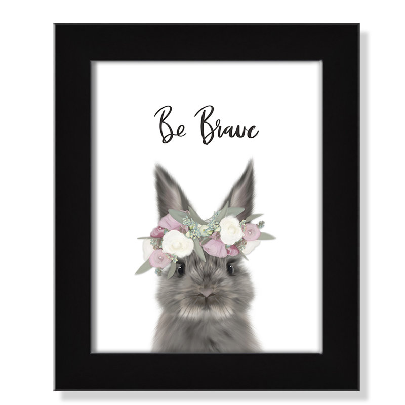 Le lapin est courage, H 12 po x l 10 po x P 0,63 po, Cadre noir