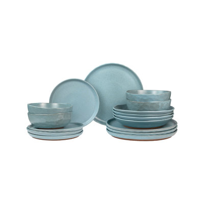 Sango Kaya 16-Piece Casual Stone Dinnerware Set - Service For 4, Plate & Bowl Set