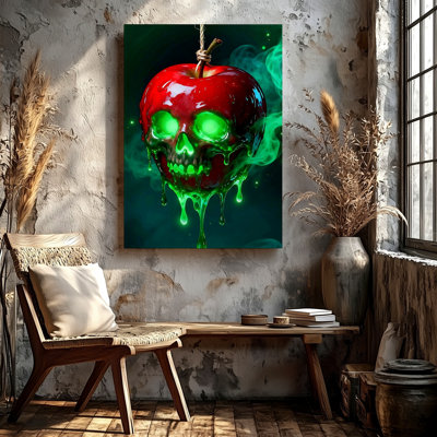 Poison Apple Skull Poster Gothic Horror Green Smoke Fantasy Canvas Wall Art Print, Decorative Contemporary Decorative Art Artwork for Living Room Bedroom Office Hallway Apartment Gallery Wall Home Decor