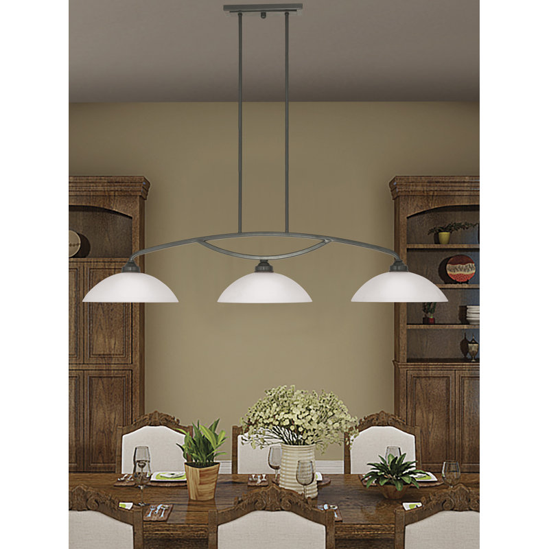 Luminaire suspendu linéaire pour îlot de cuisine à 3 lumières Annete, Bronze anglais