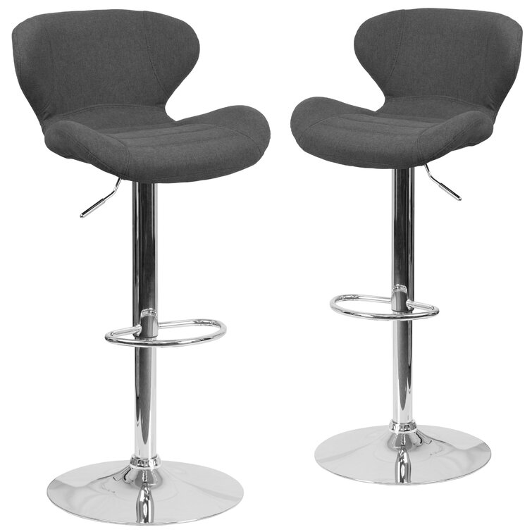 Claudine Contemporary Cozy Mid-Back Vinyl Adjustable Height Barstool with  Chrome Base