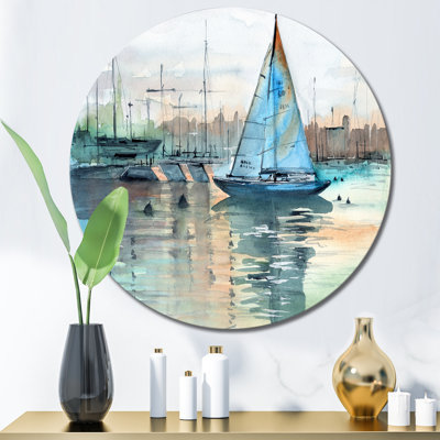 " A Sailboat In A Marina With Some Yachts "