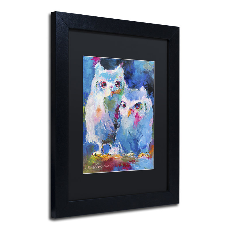 « owls », reproduction sur toile, H 14 po x l 11 po x P 0,5 po, Cadre noir, Noir