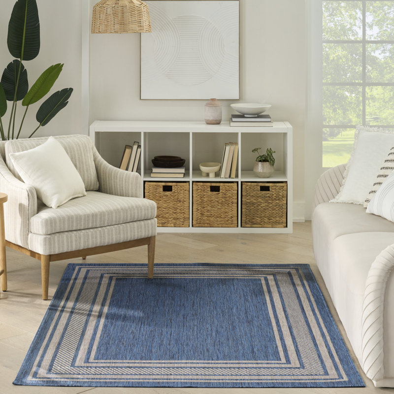 Horizon Indoor/Outdoor Modern Rug, Rectangle 5' x 7', Blue