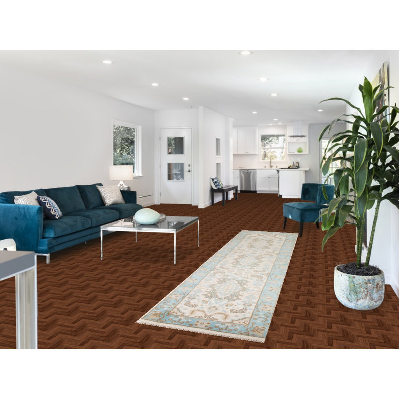 Tapis de couloir tout en laine Oushak 3 x 10