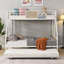 Lit superposé polyvalent en métal avec lit gigogne, échelle latérale et garde-corps, offrant beaucoup de rangement et un assemblage facile pour optimiser l'espace de la chambre à coucher-1229118479-1229118472