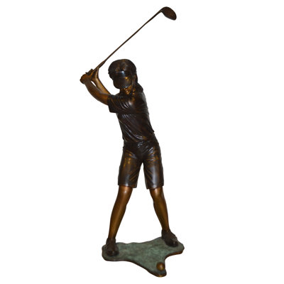 Statue en bronze Messinger Susan Plays - Taille: L 18 po x l 23 po x H 47 po.
