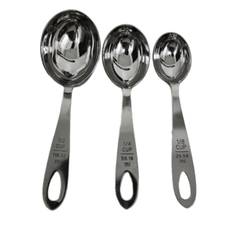 Ensemble de 3 tasses / cuillères à mesurer en acier inoxydable
