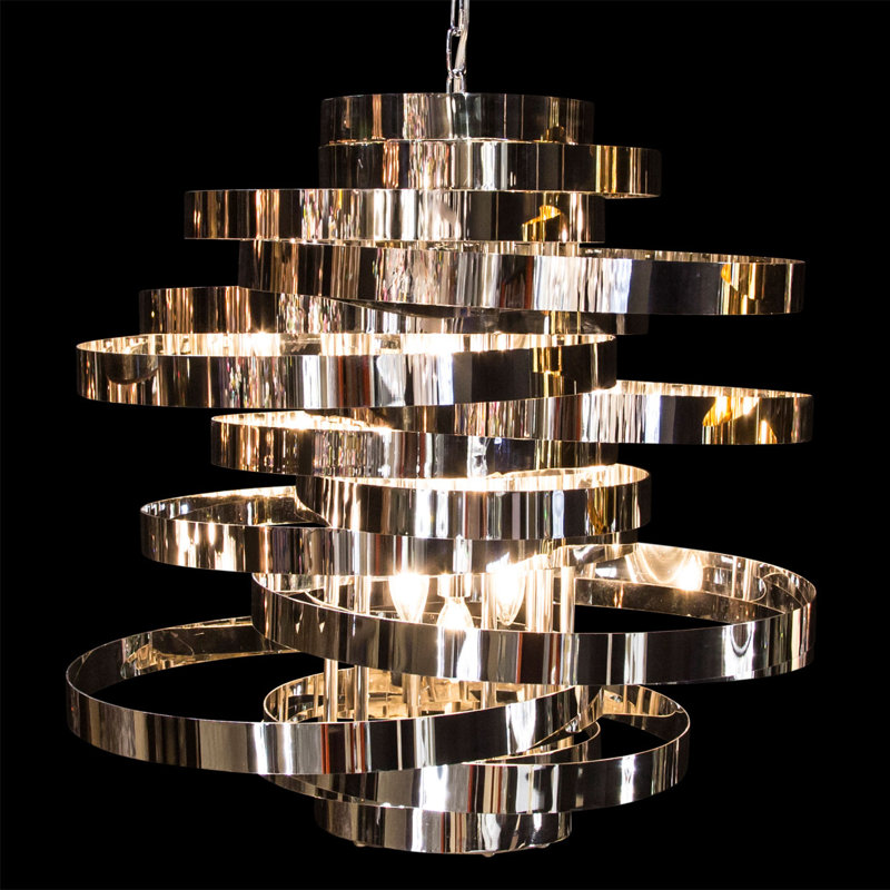 Hemispheres 8 - Light Dimmable Geometric Chandelier, Silver