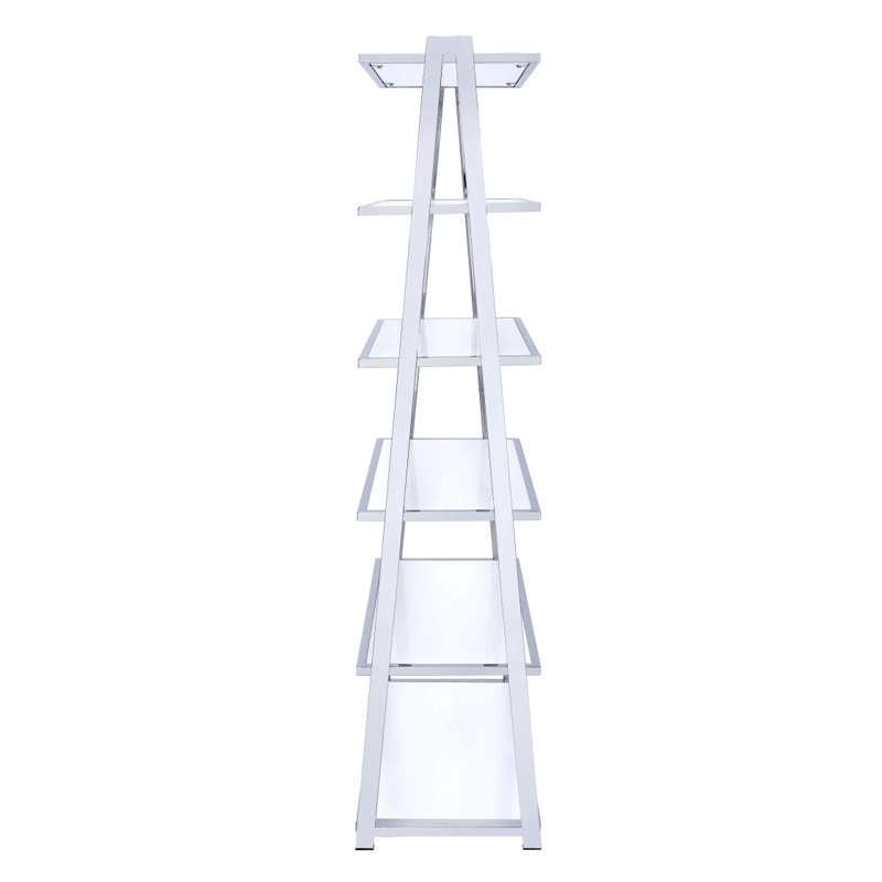 Bibliothèque blanche et chrome avec 6 tablettes