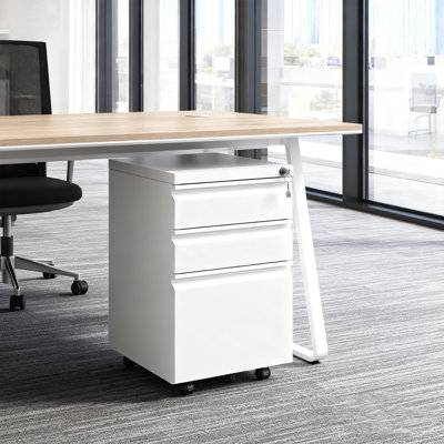 3-Drawer Mobile File Cabinet with Lock, Fully Assembled Metal Rolling Storage for Letter/Legal/A4 Files