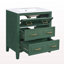 Ensemble de meuble-lavabo simple 30 po avec 3 tiroirs, meuble-lavabo autoportant avec cadre en bois massif, vert 30 po-612275057