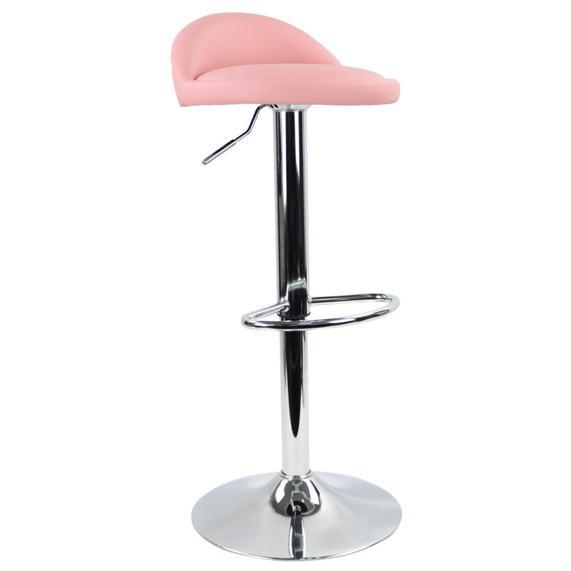 Tabouret de bar rotatif à hauteur ajustable Temelec, Rose