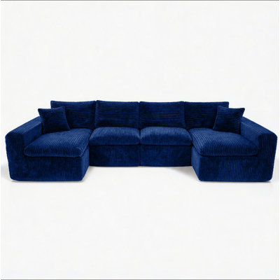 Modular Sectional Cloud Couch for Living Room - 130" Modular U Shaped Sectional Couch, No Assembly Compression Sofas, Comfy Floor Sofa with Memory Foam