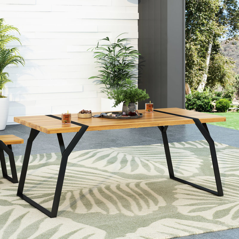 Table de salle à manger de style industriel moderne avec pieds évasés et lambris, l 72,32 po, l 28,92 po, assemblage requis