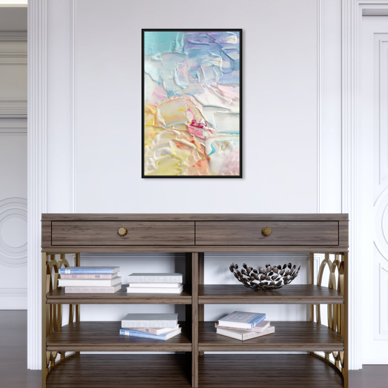 Colorful Modern Textured Painting Painting by Oliver Gal, Black Floater Framed, 24" H x 16" W x 1.5" D