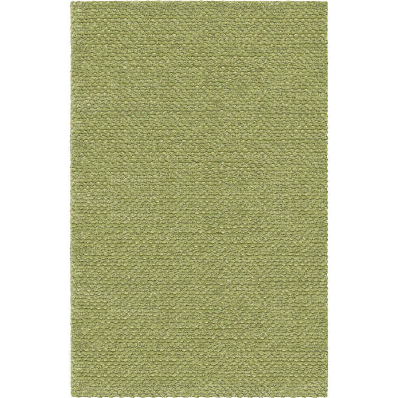 Tapis en laine à poils longs Lenz, Rectangle 5 pi x 7 pi 6 po, Green