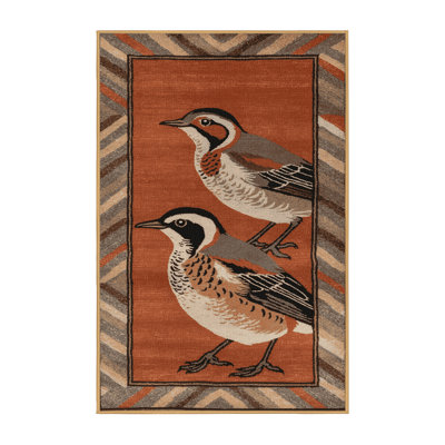 Washable Rufous bellied Thrush Birds Area Rug