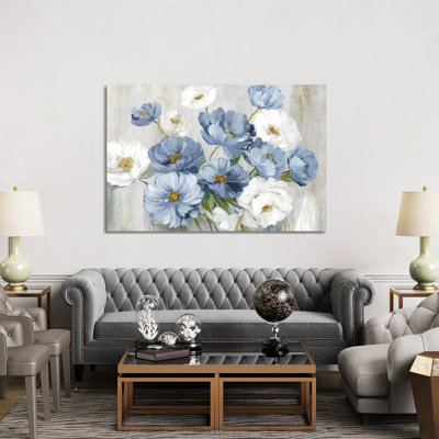 Blue Winter Florals - Giclée sur toile tendue avec châssis