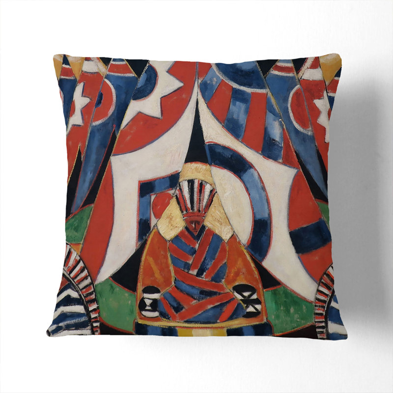 American Indian Symbols Square Throw Cushion, 40cm H x 40cm W x 15cm D