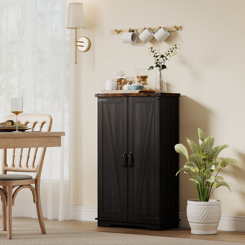 Kitchen Pantry Cabinet Storage Cabinet with Adjustable Shelves Black