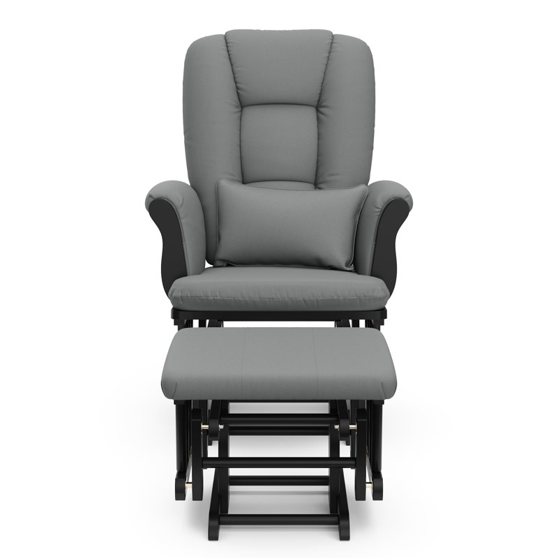 Fauteuil oscillant et coulissant avec repose-pieds Tuscany, Noir, Gris