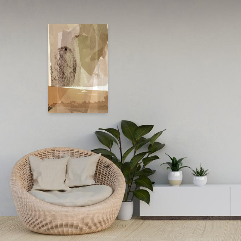 Earthen Overlays Abstract Organic Contemporary Landscape Art, H 24 po x l 16 po