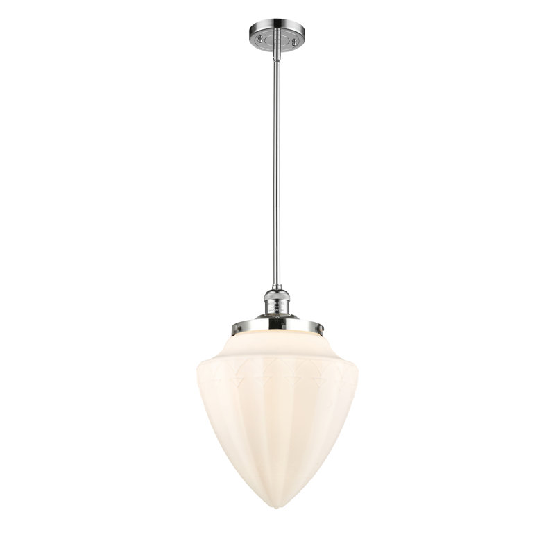 Luminaire suspendu géométrique unique 1 lumière, Chrome poli, Blanc mat