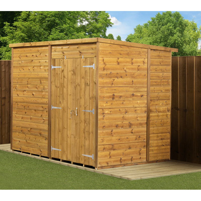 Modular Pent Garden Shed  8X6 No Windows  Double Door