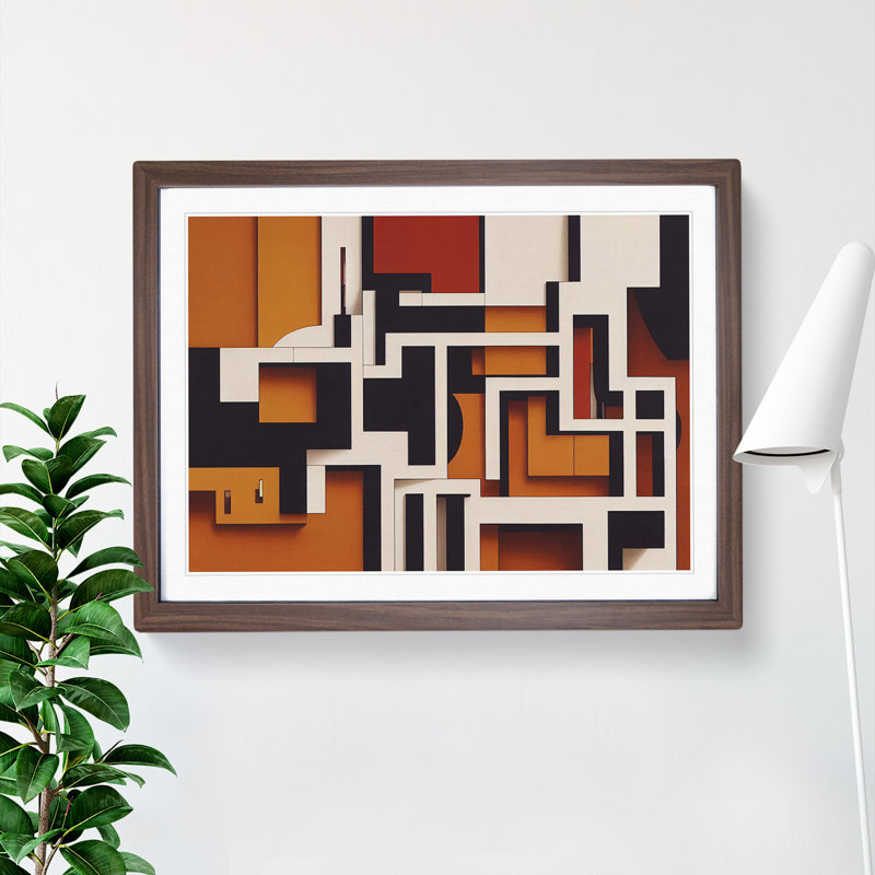 Magnetic Modern Abstract - Framed Print, 25cm H x 34cm W x 2cm D, Walnut