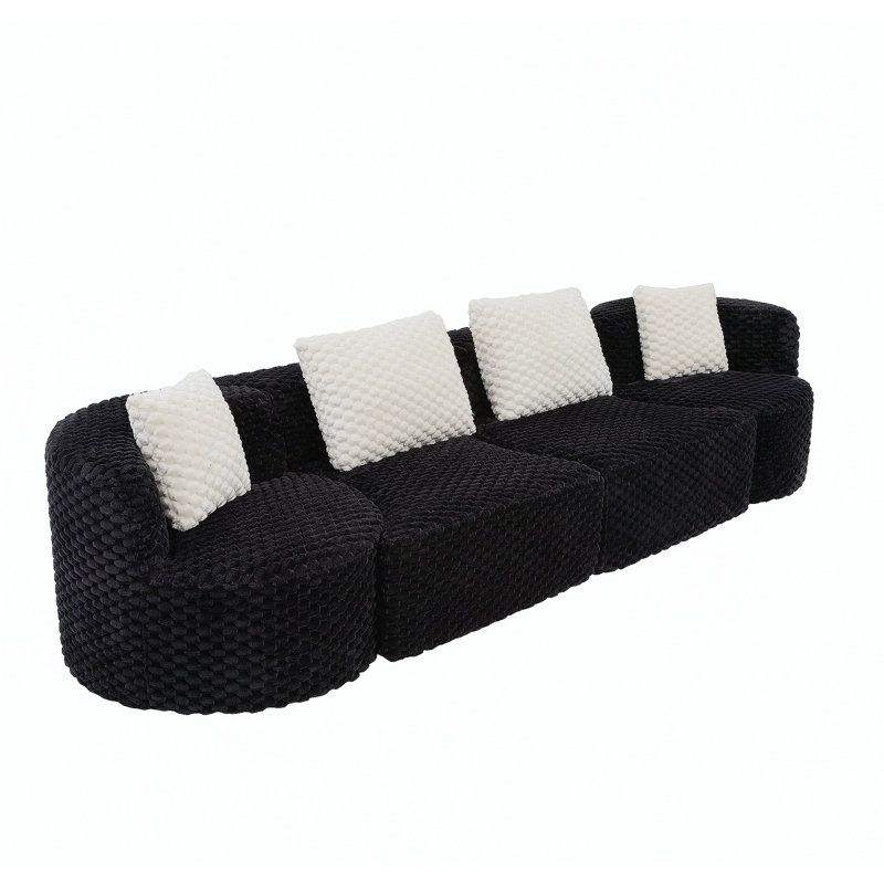 Canapé modulaire modulaire 137,8 po, Black Polyester