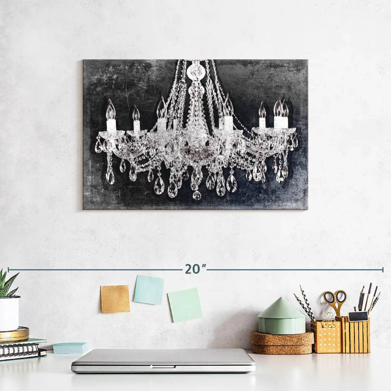 Lustre en cristal grunge sur toile, H 8 po x l 12 po x P 1 po