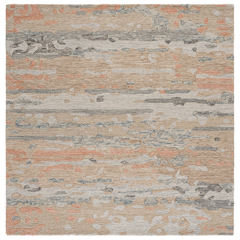 Ebony 176 Hand Tufted 80% Wool; 20% Cotton Abstract Rug, Square 6'