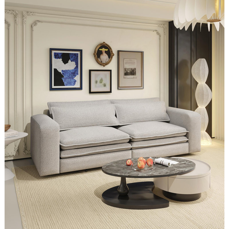 93" King Size Pull Out Sofa Bed, Light Gray